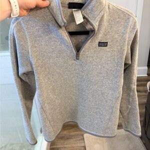 Patagonia Women's Light Gray Quarter-Zip Sweater